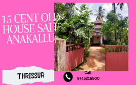 15 cent plot & old House Sale at Anakallu,Thrissur 